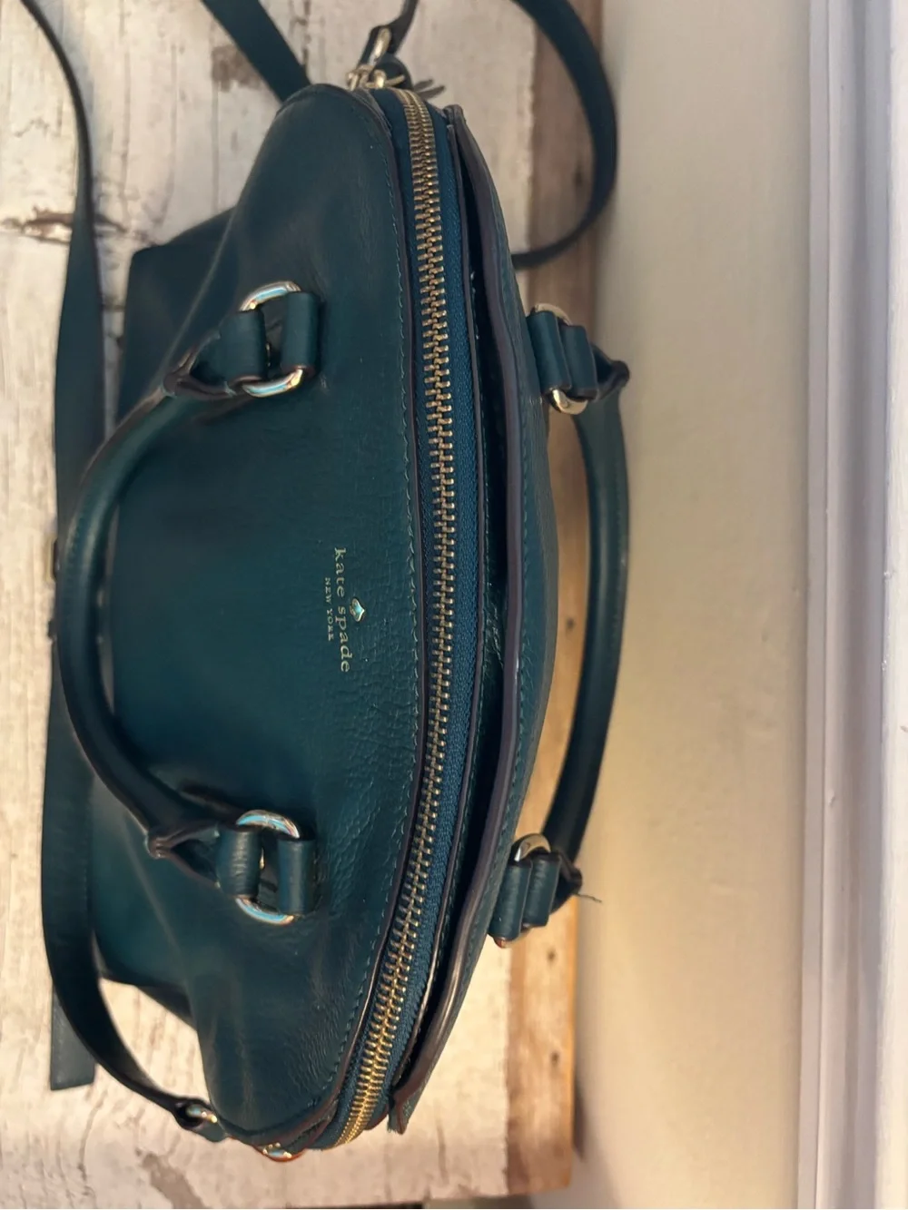 kate spade Teal Pebbled Leather Dome Satchel